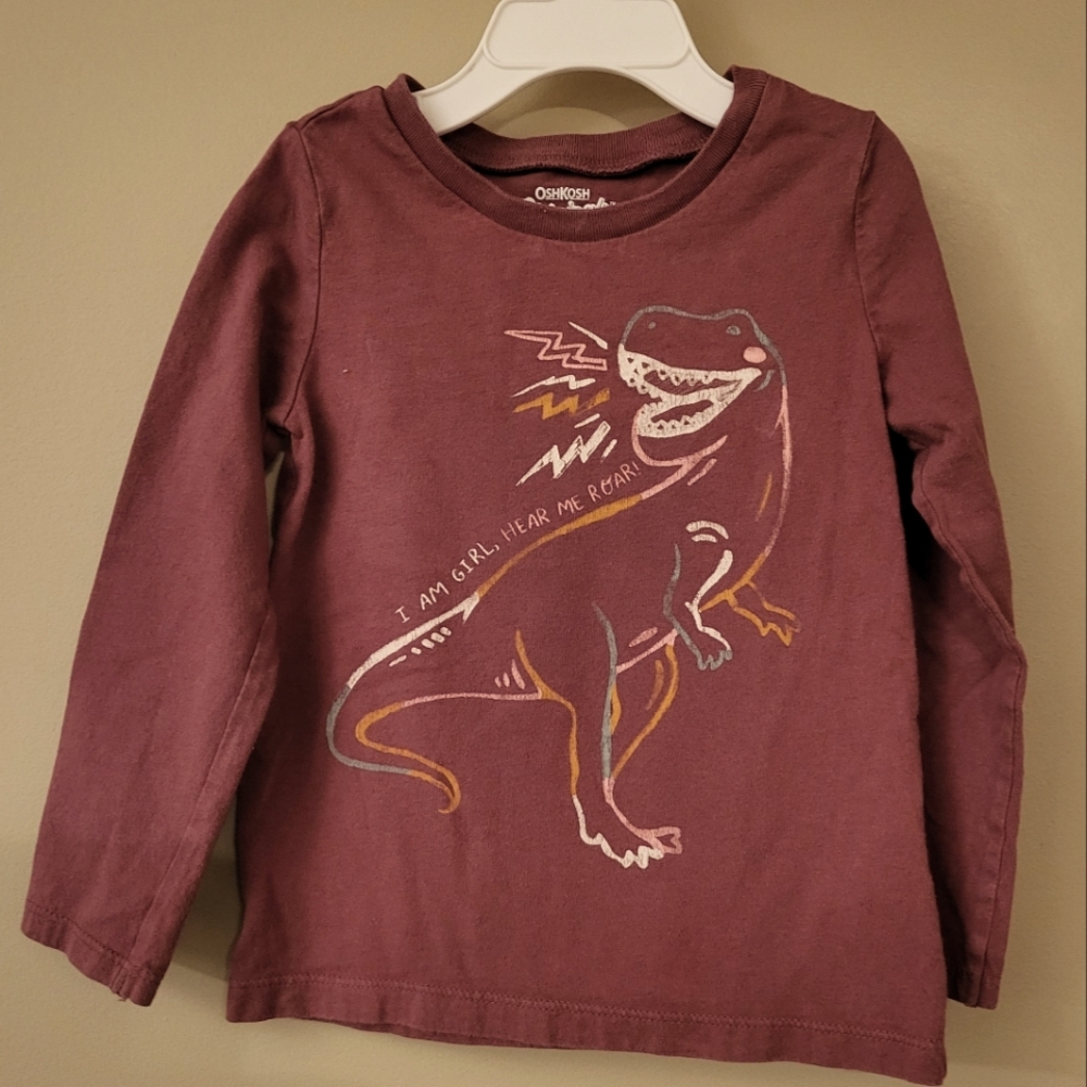 "I Am Girl, Hear Me Roar" Dinosaur long sleeved tee shirt